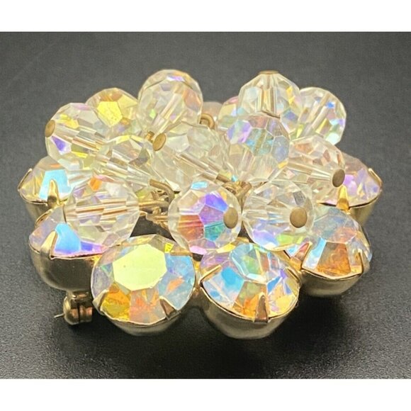 Vtg Brooch Juliana Attributed Unsigned AB Crystal Cha Cha Gold Plated 1.75 Inch - Picture 5 of 8